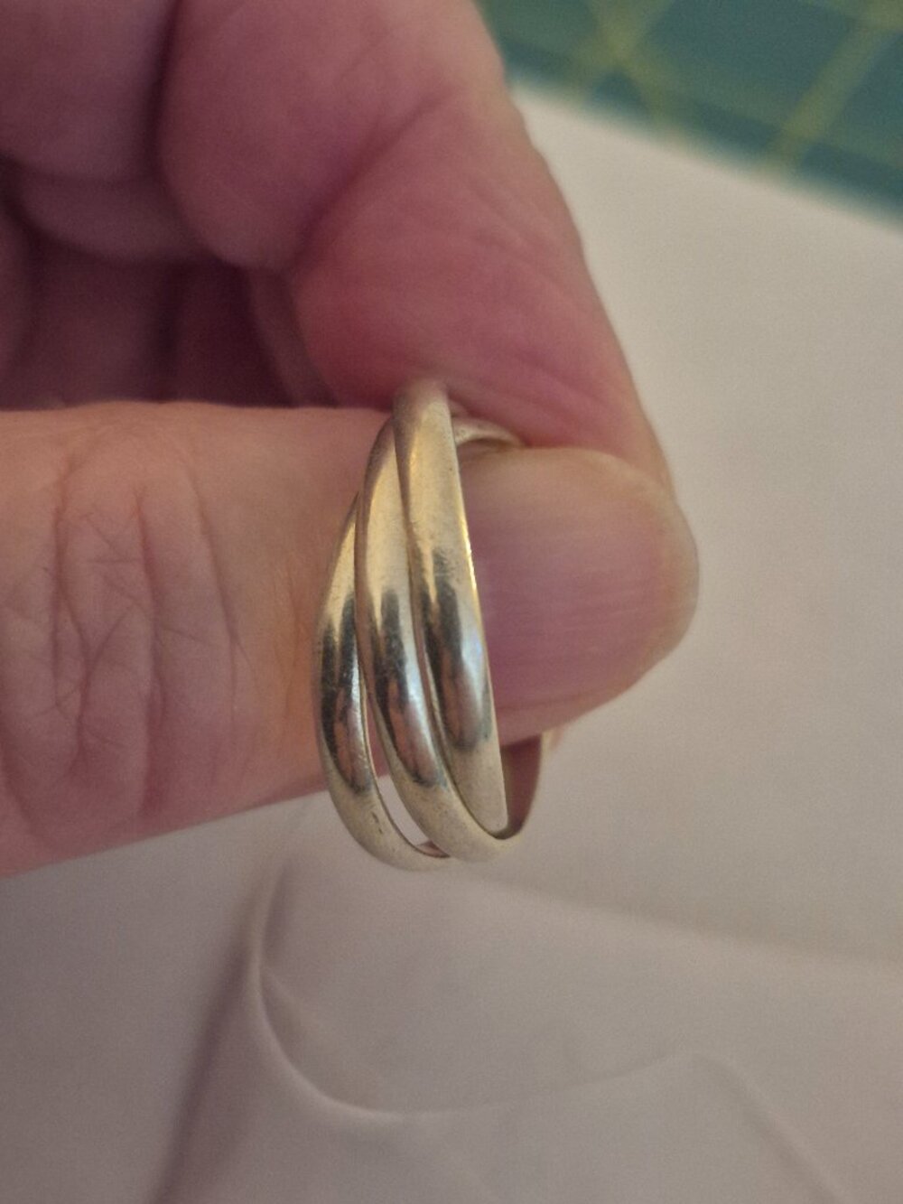 Vintage Sterling Silver Interlocking Rolling Ring 3 Bands Size 9.5 5.33g